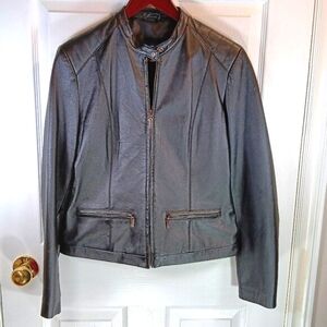 Reitmans Black Leather Jacket Coat Minimalist Women's Size S NWOT